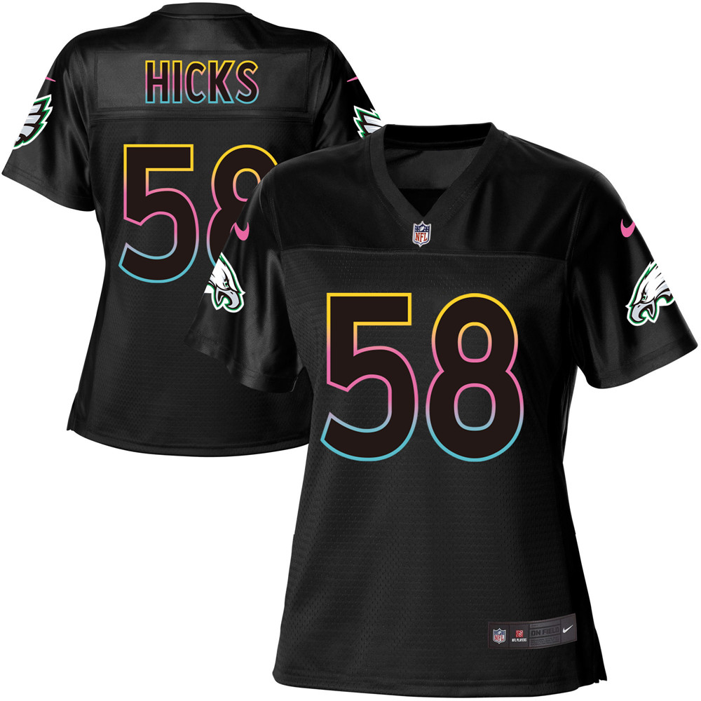 Women's Game Jordan Hicks Nike Jersey Black - #58 Fashion NFL Philadelphia Eagles